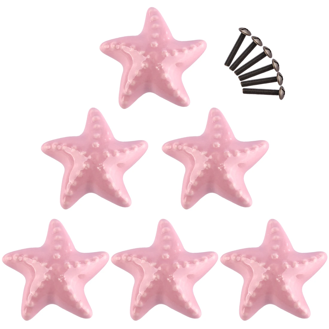 6 قطع مجموعة السيراميك لطيف نجم البحر على شكل مقابض لقطع الأثاث الإبداعية الباب مقابض خزانة للأطفال مجلس الوزراء لخزانة ملابس بأدراج الباب