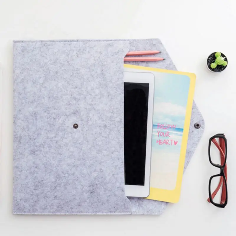 

2019 1PC Portable Solid Red gray Portable A4 Felt File Folders Storage Bag Office Document Envelop Files Storage Folder