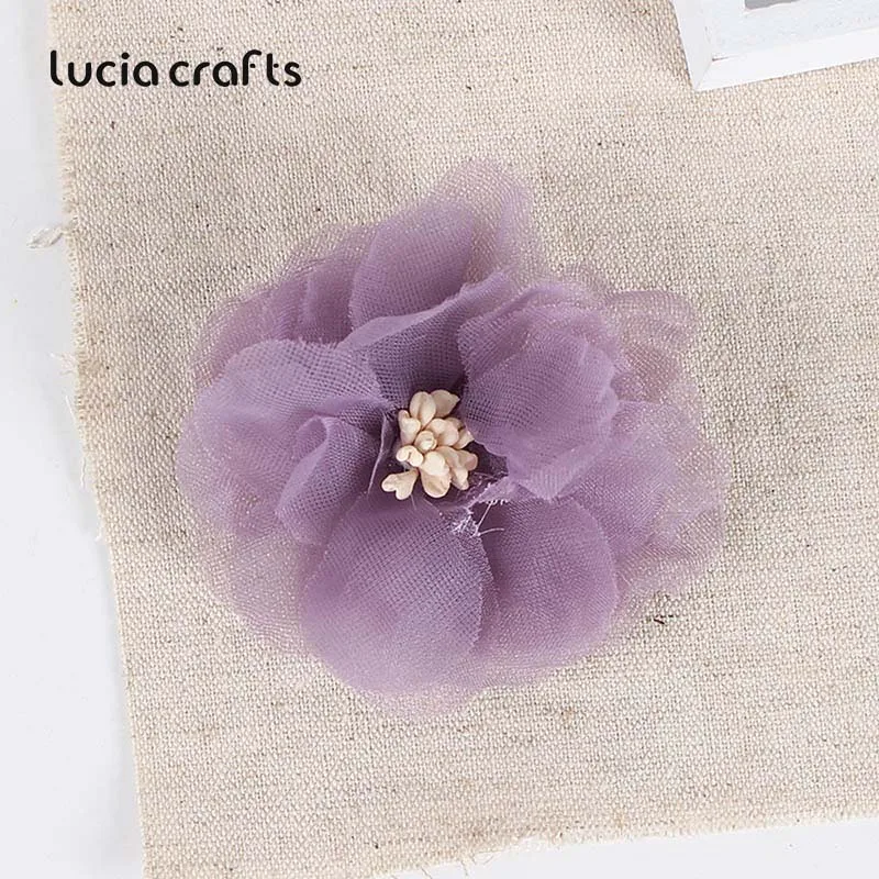 Lucia crafts, несколько цветов, опция около 55 мм, искусственная ткань, цветок, Свадебная вечеринка, для украшения своими руками, 5 шт./6 шт., B0209 - Цвет: purple 5pcs