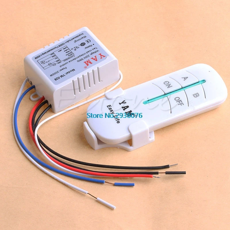 

Wireless Remote ON/OFF 2 Ways 220V Lamp Remote Control Switch Receiver Transmitter MY16_35