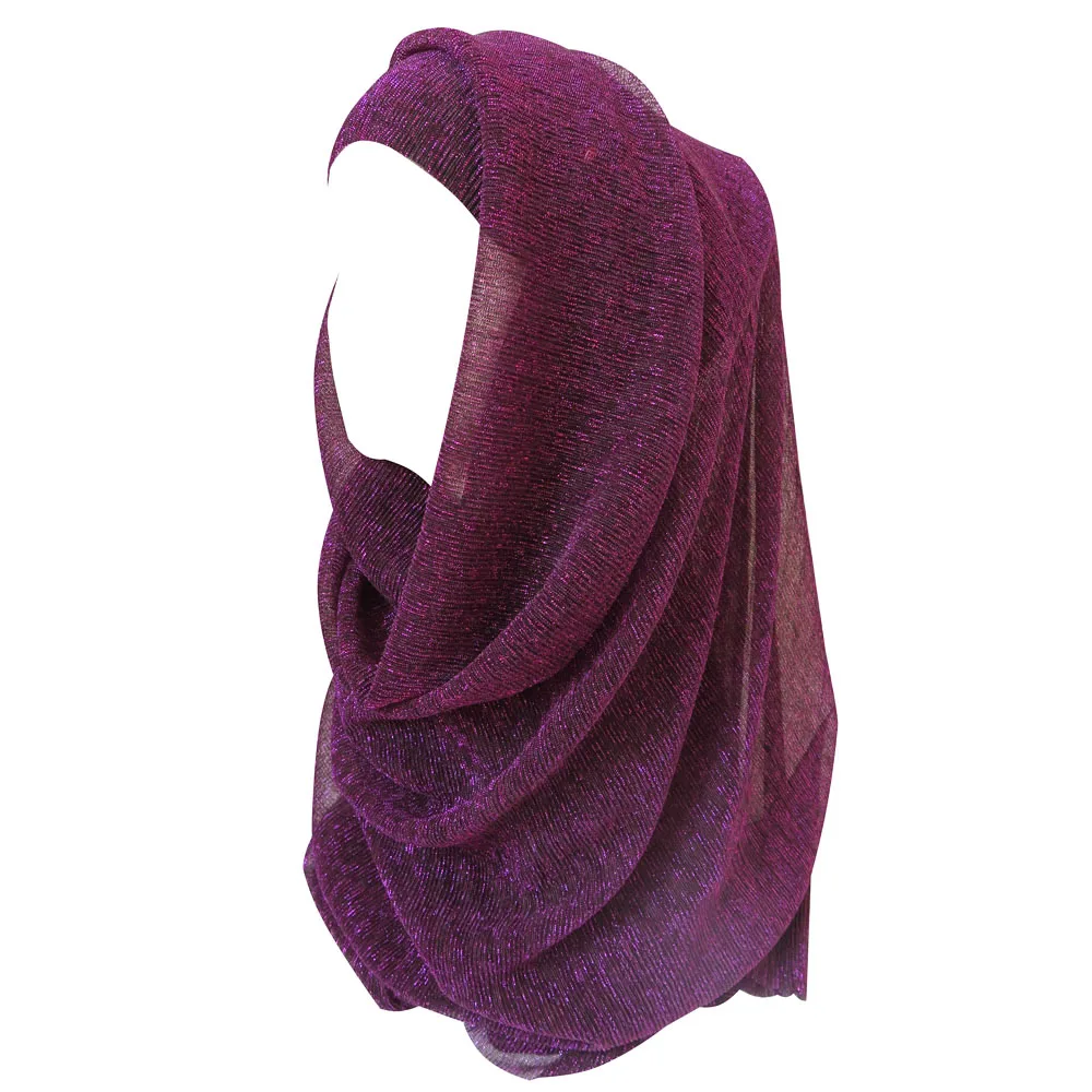 10 шт./лот Shimmer Блеск морщинка длинная повязка на голову модный шарф хиджаб головной убор мусульманские шали Легкий эластичный