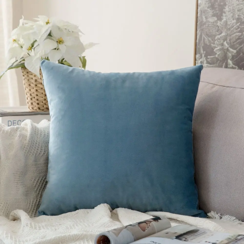 

Decorative Velvet Throw Pillow Cover Soft Comfortable Pillow Cover Soild Square Cushion Case for Sofa Bedroom Car 40 x 40cm