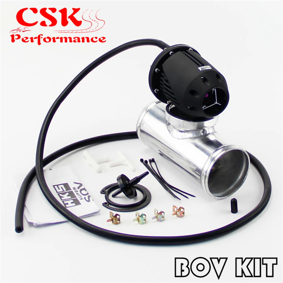 

2" 50mm Straight Flange Pipe Adapter + Adjustable SQV Blow Off Valve BOV II 2 Black / Silver