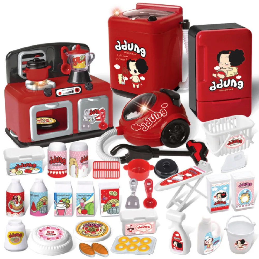 

Ddung Mini Household Tools Set With Doll Pretend Play Children Toys Cleaner Washing Machine Juicer Cooker Toys For Kid Toys