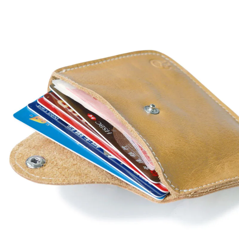 

Genuine leather NEW Snap Credit Card Case Men Convenient Zipper ID Pocket Cash Card Holder Thin Mini Card Wallet Cards Pack