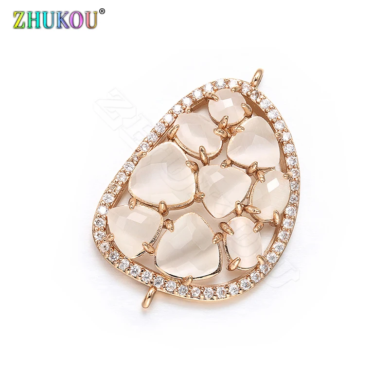 

ZHUKOU 23*35mm multi-color D letter earring Jewelry Connectors Crystal Pendant with Bling Diamond Jewelry Findings Accessories