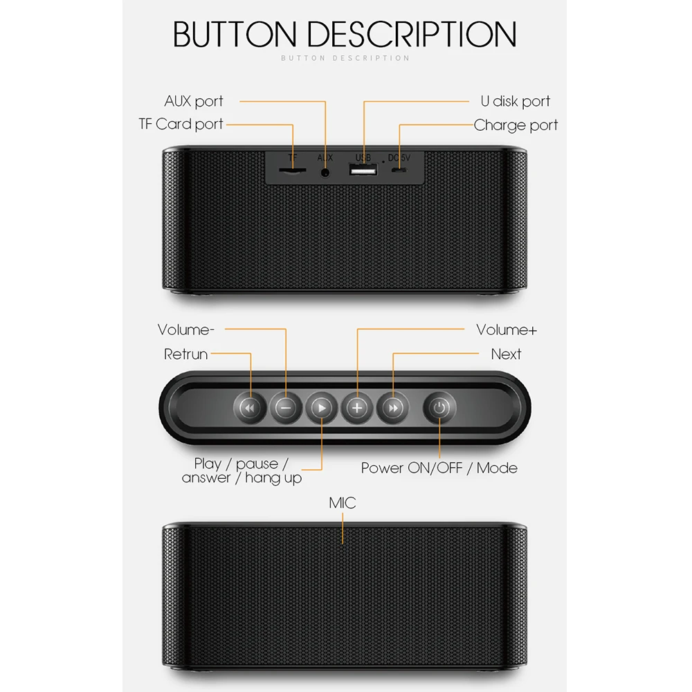 DOOLNNG X6Portable Беспроводной Bluetooth Динамик 8000 мА/ч Батарея Открытый Отдых стерео Бас s