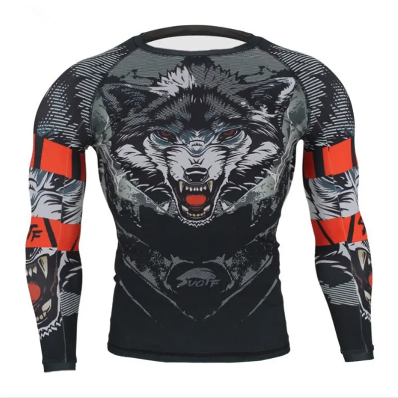 Bjj GI Рашгард MMA боксерские майки мужские дышащие 3D печать полный наборы футболок