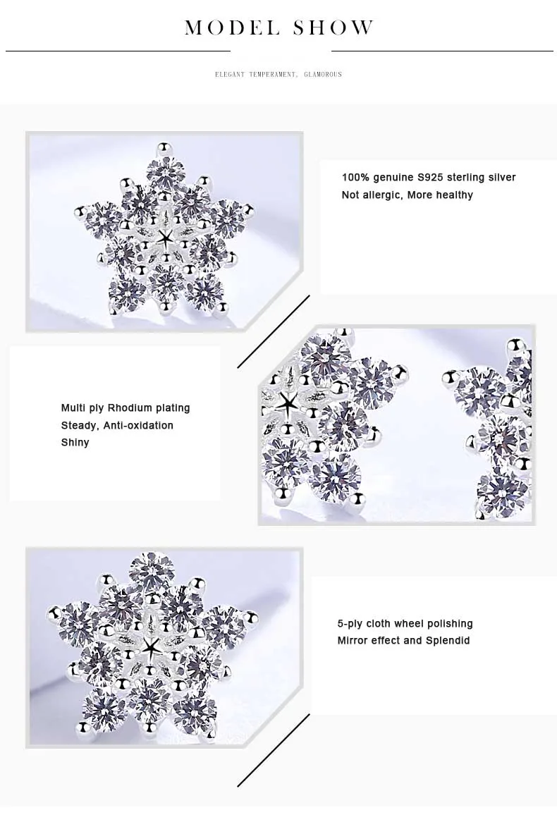 6 snowflake sutd earrings silver