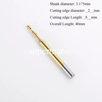

SHINA 1PCS 3.175 1/8'' Titanium Coated Ball Nose End Mill Drill Bit Carbide CNC Cutting Tools Two Double Flute Bit 2mm x 8mm