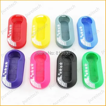 

PREISEI 20pieces/lot Colored Key For Fiat 500 Remote Flip Key Cases