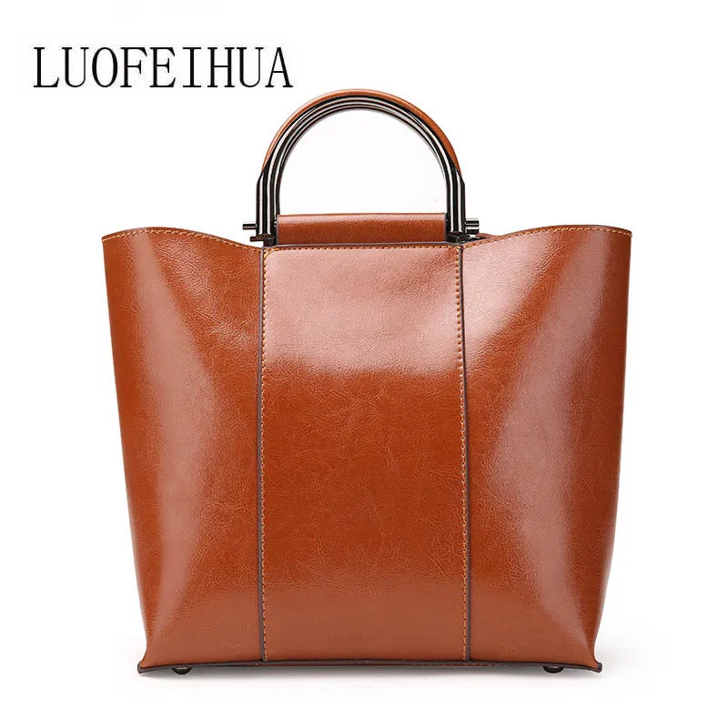 

LUOFEIHUA Leisure bucket bag 2018 new fashion atmosphere ladies shoulder Messenger bag Leather female handbag