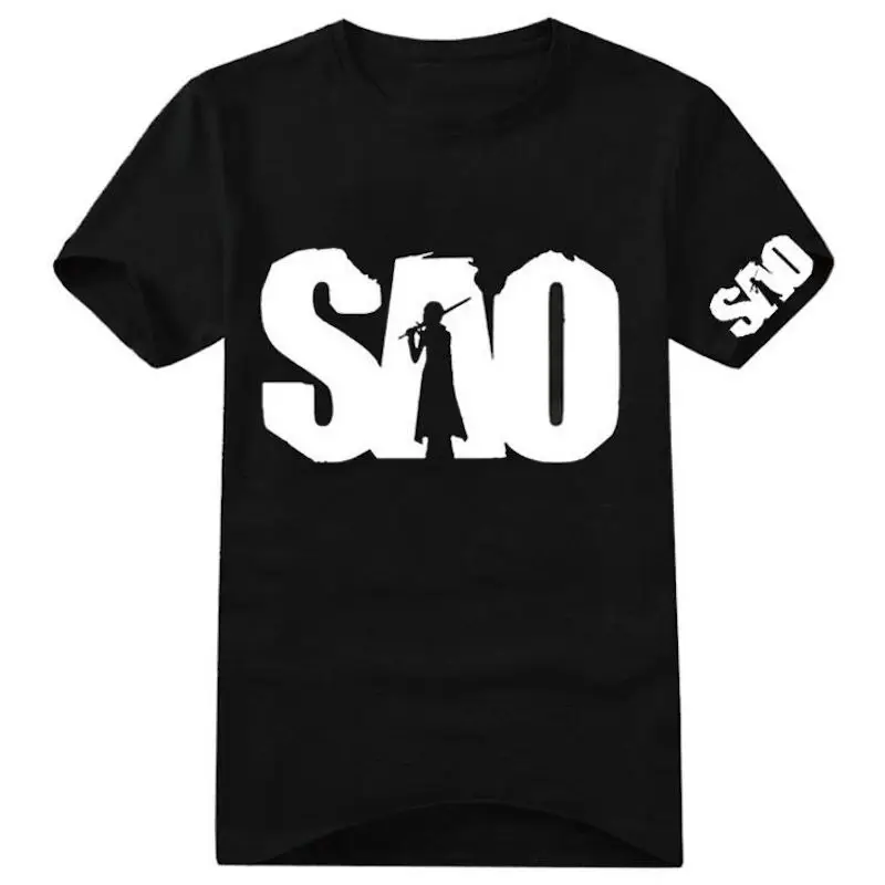 Anime Sword Art Online black t shirt SAO streetwear cotton t-shirt casual tshirt unisex clothing boys clothes summer tops tees