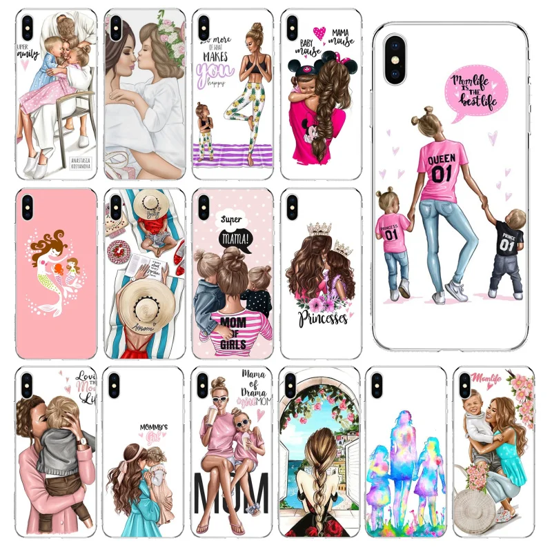 

Babaite Mom and baby Transparent TPU Soft Silicone Phone Cover for Apple iPhone 8 7 6 6S Plus X XS MAX 5 5S SE XR Cellphones