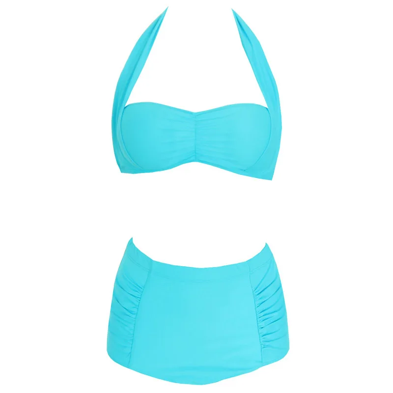 SAMEGAME High Waist Swimsuit 2019 New Bikinis Women Plus Size Swimwear Female Halter Top Push Up Large Size Bikini Set Sexy