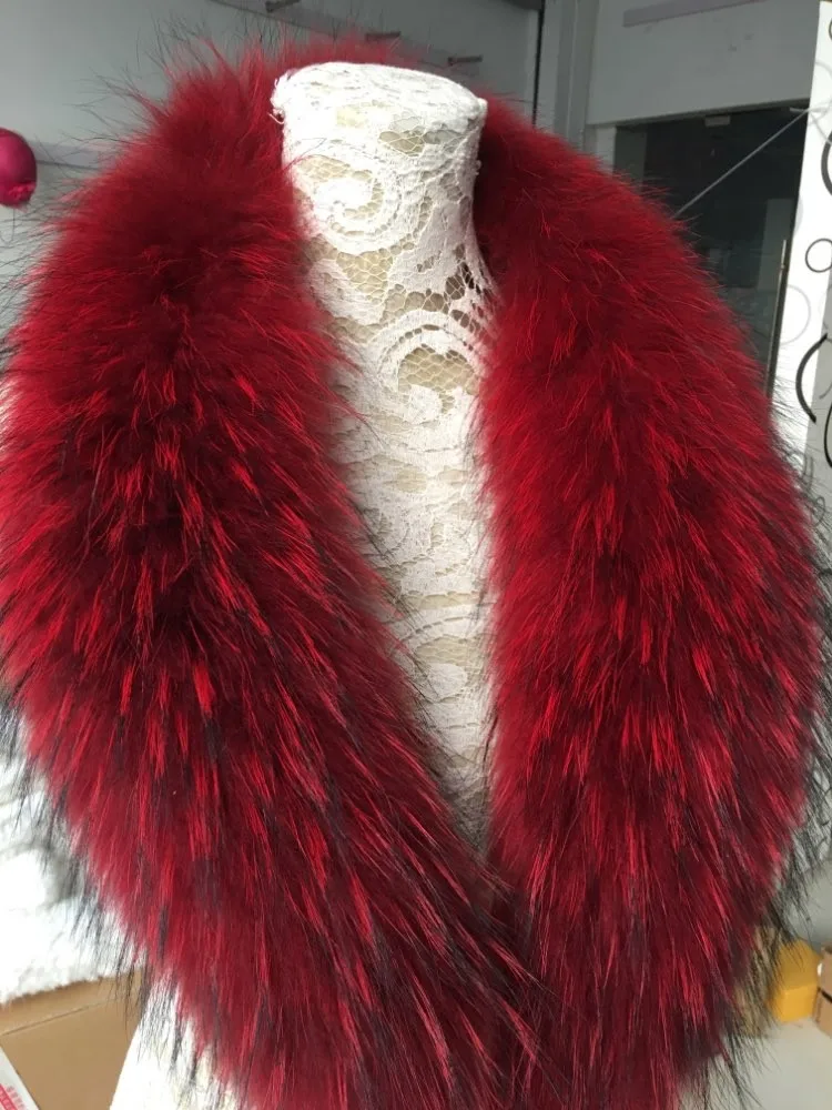 Натуральный мех енота воротник 100 см большой натуральный меховой шарф шаль для зимних пальто одежда аксессуары