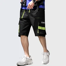 Мужские хлопковые шорты Карго, уличная одежда, хип-хоп, мужские повседневные шорты с множеством карманов, мешковатые, высокое качество, мужские летние шорты A937