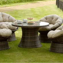 Trade Assurance 4 seat swivel chair round dining set rattan patio garden furniture