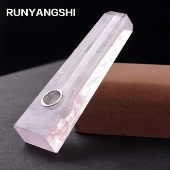 

Runyangshi Crystal Smoking Pipe Strainer Quartz Stone 1 Pc Pink Crystal Healing Wand Smoke Pipe High Quality PF04