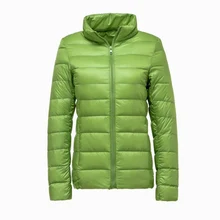 Женский ультра легкий пуховик новинка осень зима белый утиный пух легкие парки женские теплые тонкие пальто плюс размер LY860