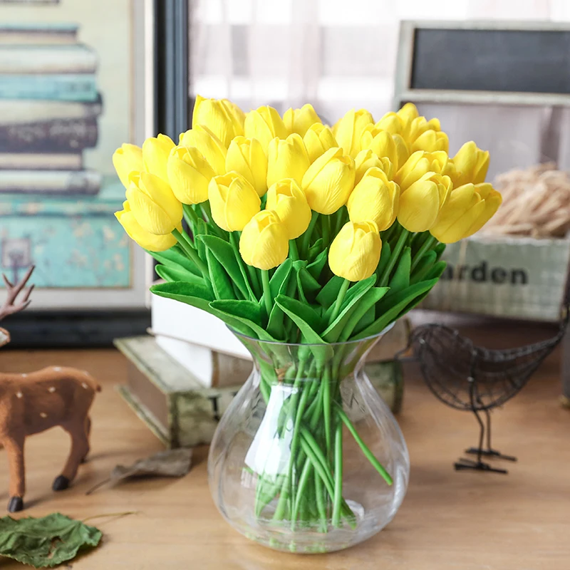 31 шт. Искусственные цветы ветка тюльпан настоящие на ощупь цветы латексные тюльпаны цветок искусственный букет Искусственный цветок свадебный букет