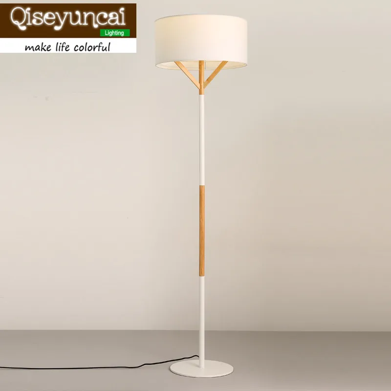 Qiseyuncai Nordic modern wooden Floor lights minimalist fashion vertical bedroom study living room cloth Floor Lamps