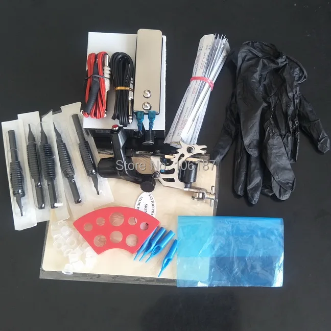 

Hot Sale Complete Tattoo Kit 2Pcs Tattoo Machine Gun Power Supply Needles Grip Tip For Professional Tattoo Kits