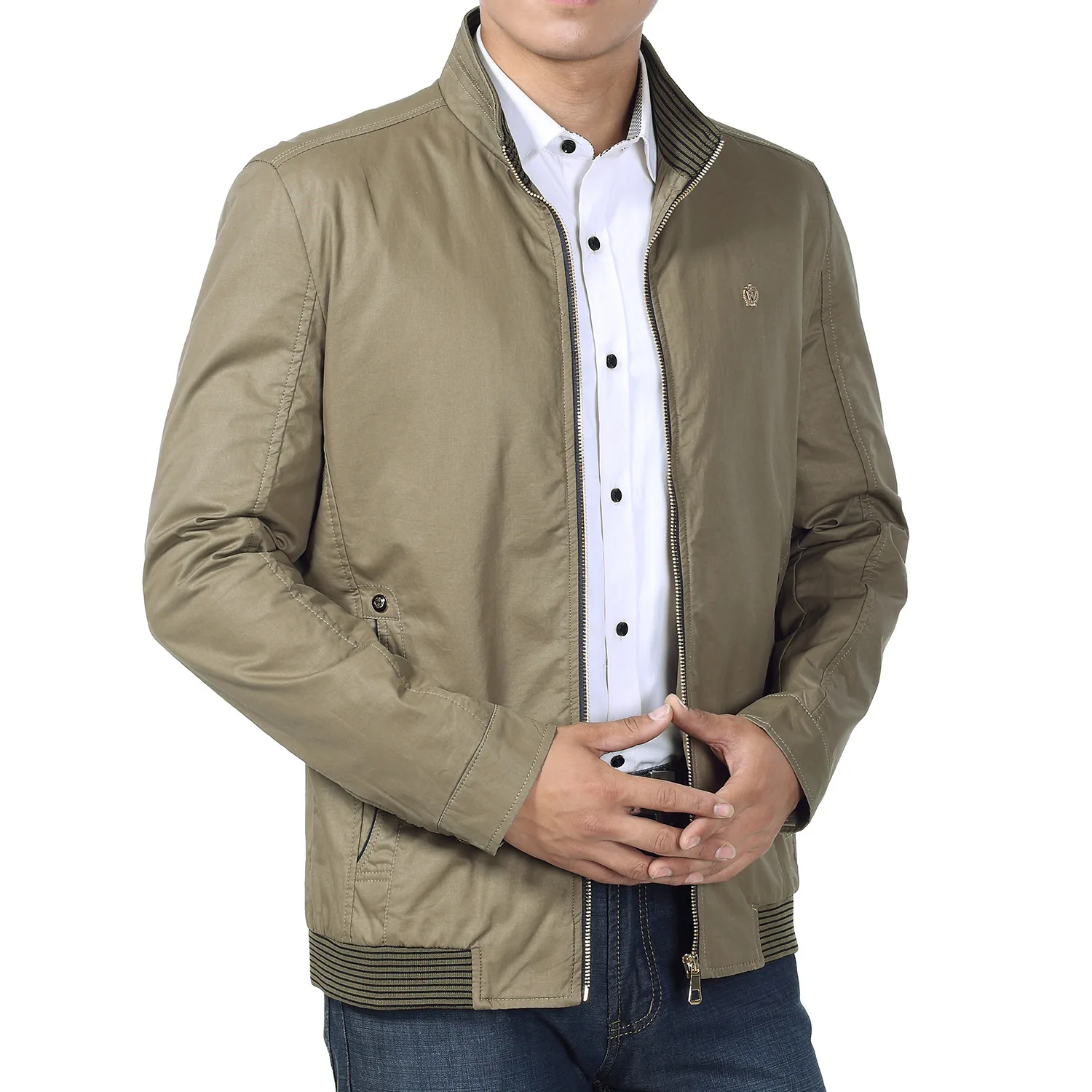 Men Autumn Jacket Middle aged Men's Fashion Pure Color 2 Colours Brand