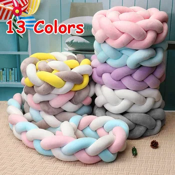 

1.5m Minimalism Cotton Baby Bedding Crib Bumpers Crea.tive Braided Long Knot Ball Pillow Protector Cushion Newborns Baby