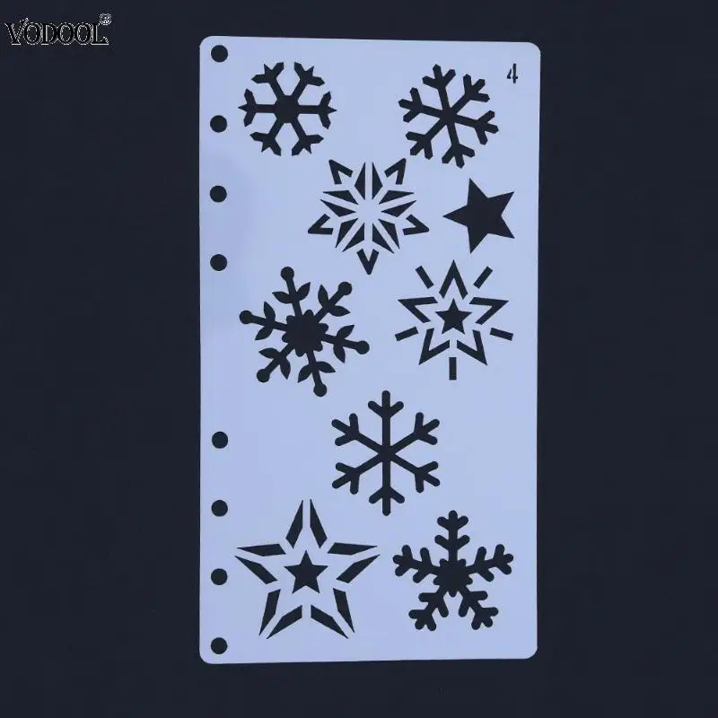 

VODOOL Snowflake Theme Hollow Ruler Stencils Template Stamp DIY Photo Album Draw Tool Paper Cards Crafts School Stationery
