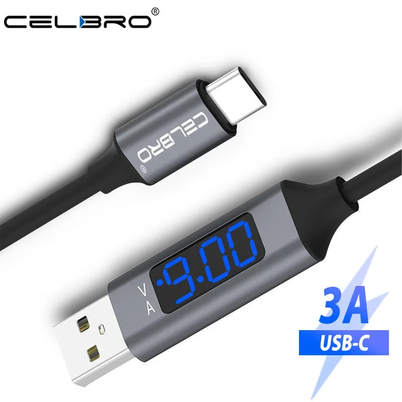 Зарядный кабель USB Type C с дисплеем напряжения и тока зарядный для телефона Samsung A8 A9