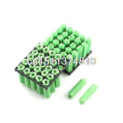 

50 Pcs Green Plastic Masonry Screws Fixing Wall Anchor Plugs 7x25mm