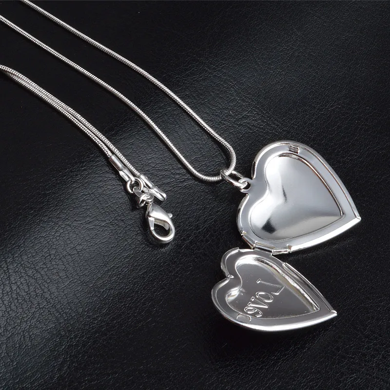 Высокое качество, в форме сердца, Фотографии людей, которых вы любите, 925 пробы Серебряное ожерелье с подвеской для мужчин и женщин, подарок на день Святого Валентина