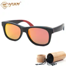 Ebony Skateboard Wood Frame Sunglasses High Quality Handmade Driving Sun Glasses Polarized Wooden Glasses With Case W108
