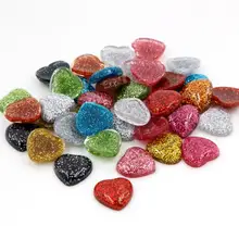 Новая мода 40 шт 12 мм Сердце Стиль Смешанные цвета с плоской задней частью Смола Кабошоны Камея для браслета серьги аксессуары