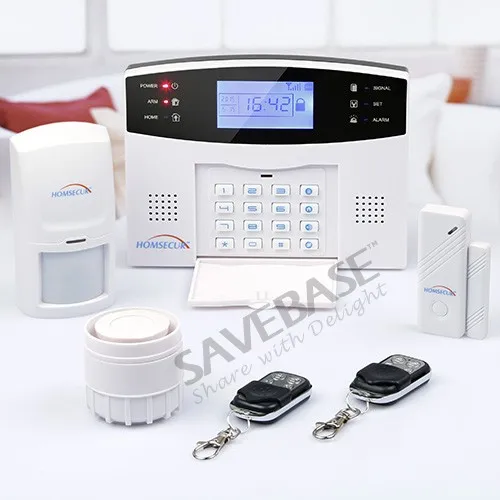 

HOMSECUR Wireless&wired GSM Home Security Alarm System +PIR Sensor+ Door Sensor(Russian Voice)