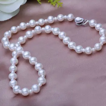 

Fashion Pearl Necklaces Small&Big Natural Freshwater Pearls Beads Necklace One Strand Choker Pearl Wedding Jewelry Women Gifts