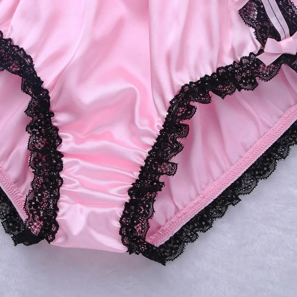 Mens Lingerie Sissy Crossdresser Panties Shiny Erotic Gay Underwear Floral Lace Satin Boxers Shorts G-String Sexy Briefs mens underwear