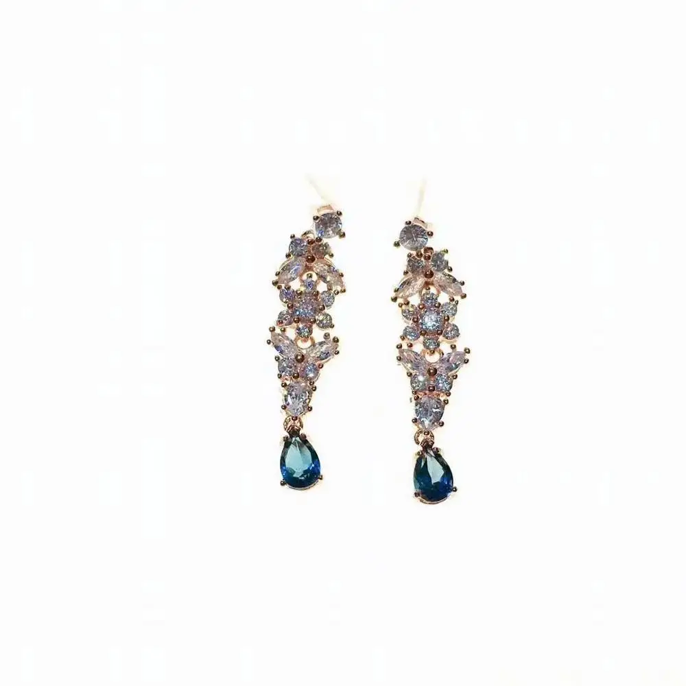 

shilovem 925 silver sterling natural Blue topaz Drop Earrings line trendy fine Jewelry new wholesale women gift le0406117agb