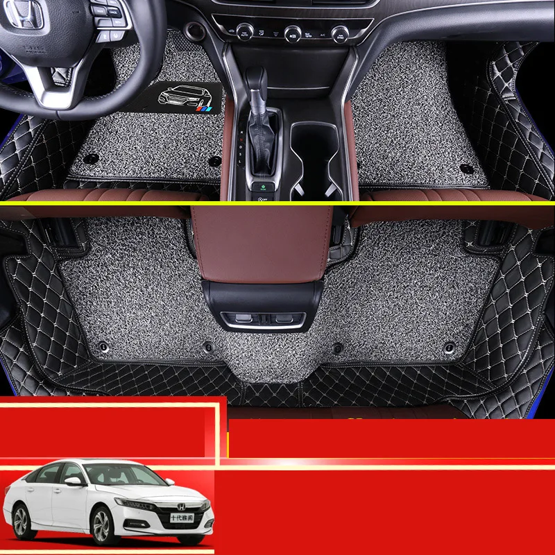 

lsrtw2017 fiber leather car floor mat for honda accord 2018 2019 2020 10th generation