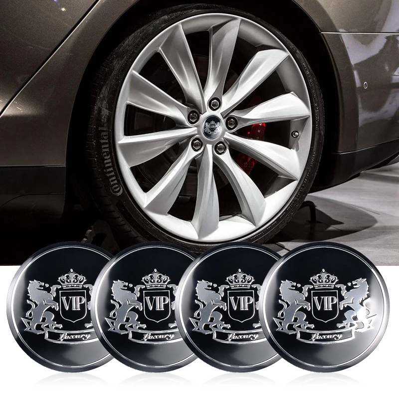 

Car styling 4pcs/sets 56mm 3D Crown lion vip Emblem Badge Car Steering tire Wheel Center sticker Hub Cap Decals Accessories