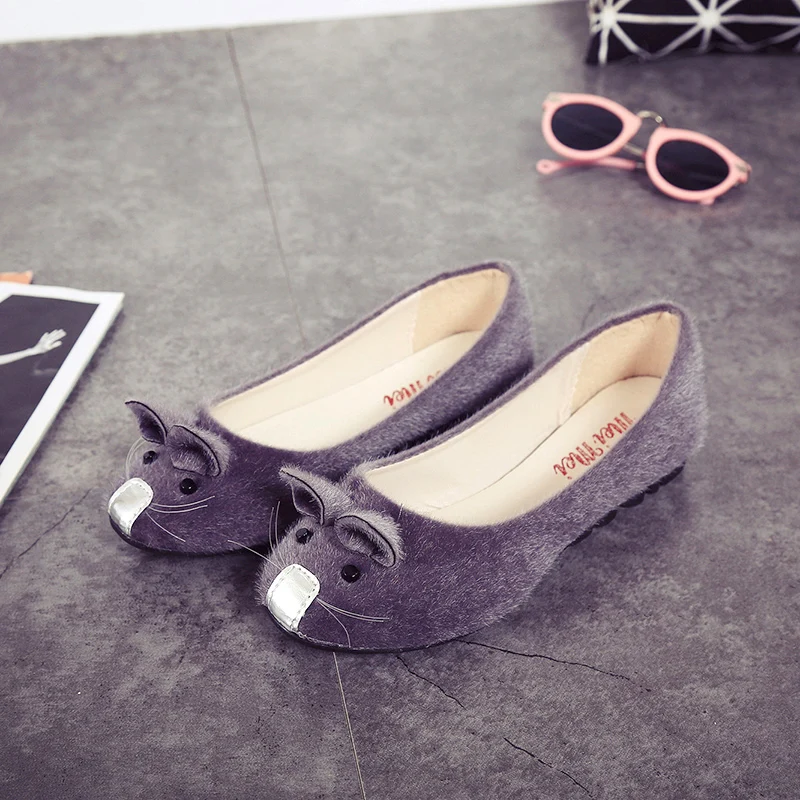 

spring and summer the new cute mouse flat shoes women casual comfortable single shoes soft bottom large size driving shoes 35 40