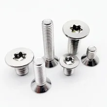 10/50 pces m1.6 m2 m2.5 m3 m4 m5 m6 m8 304 A2-70 aço inoxidável gb2673 seis-lóbulo torx parafuso de cabeça escareada plana seis parafuso do lóbulo