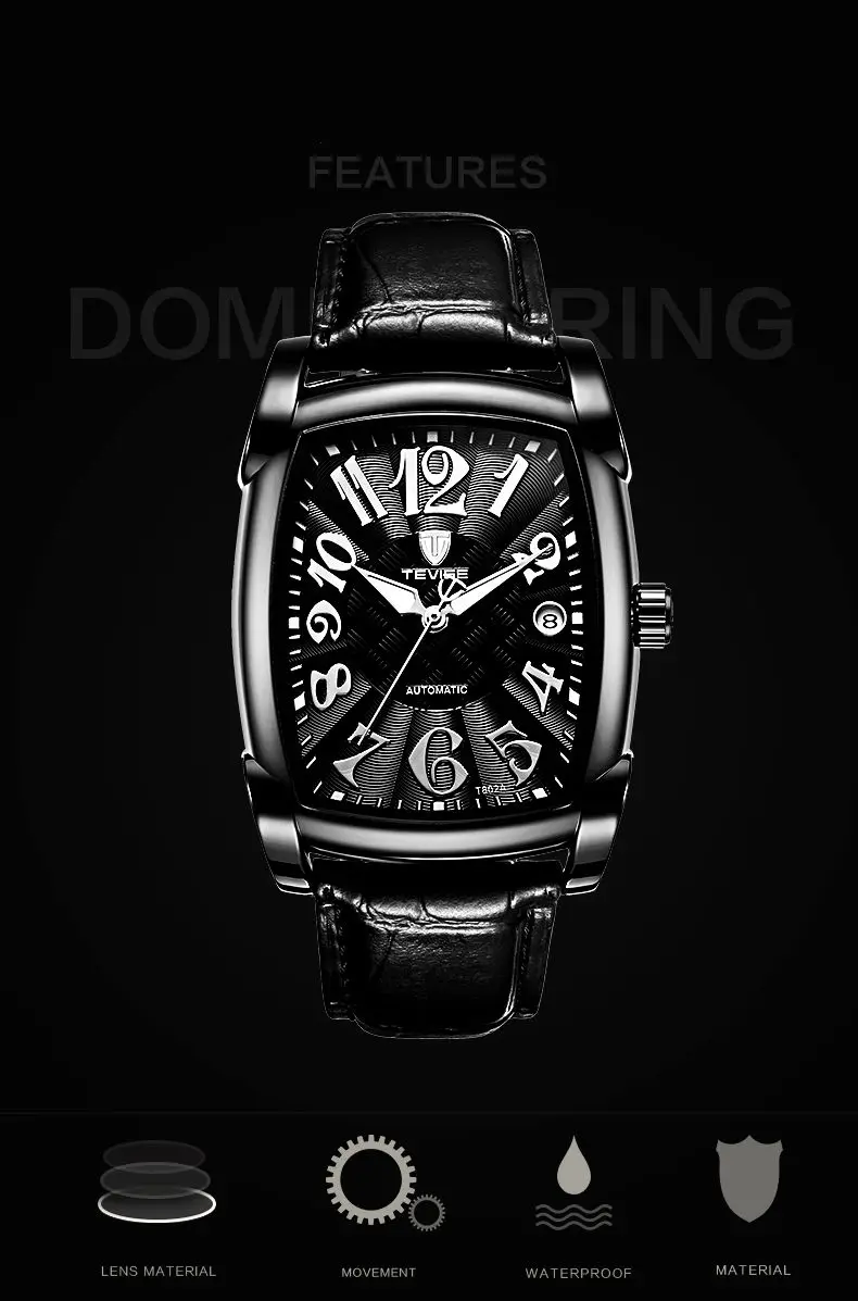 TEVISE Men'S Watch Vintage Automatic Watches Business Leather Brand Hong Kong Watches Date Waterproof Mechanical Wristwatches (5)