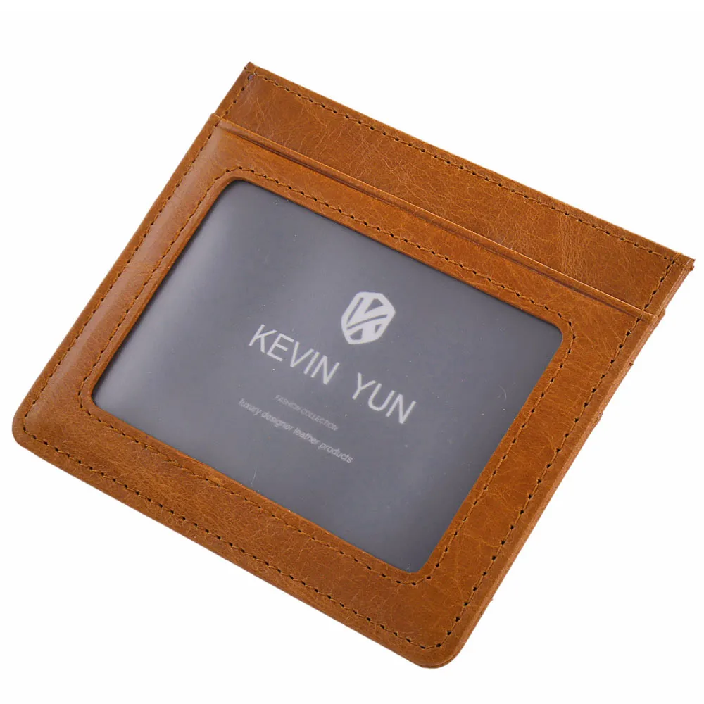 KEVIN YUN Designer Brand Vintage Men Card Holder Wallet Genuine Leather Mini Pocket Credit ID Card Case