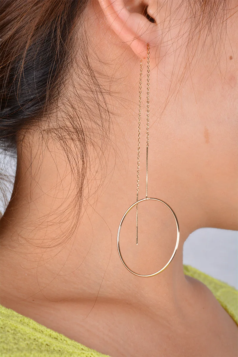 Женские большие золотистые серьги кольца brincos de argola aros largos bijoux Длинные круглые