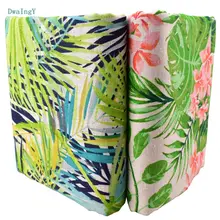 DwaIng zielony liść kwiaty tkanina bawełniana pościel dla DIY szycia Quiltin Sofa obrus meble pokrywa tkanki materiał poduszki