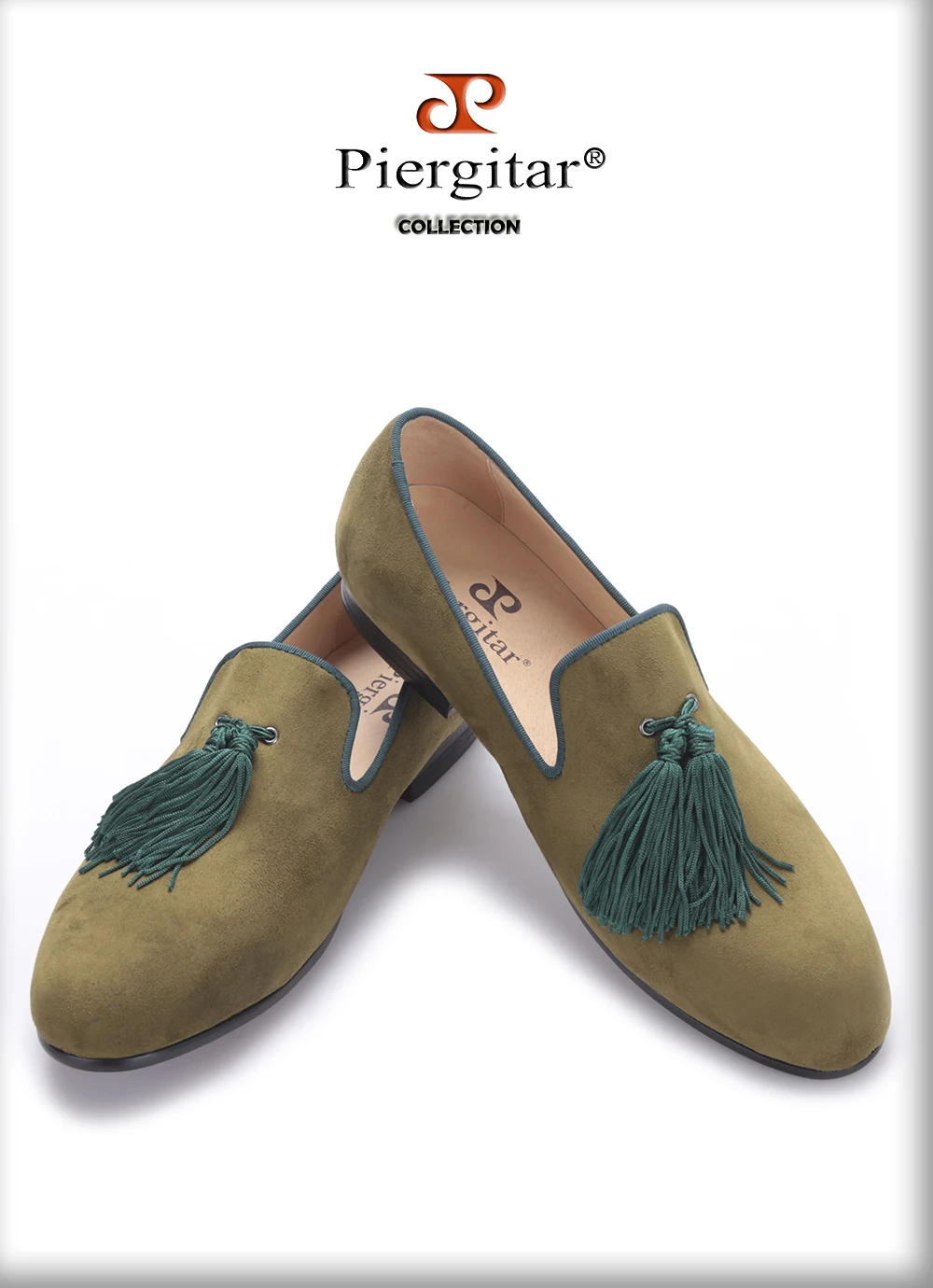 Piergitar/ мужские бархатные туфли зеленого цвета с новой стильной зеленой кисточкой роскошный выпускной вечер и банкет Мужские модельные Лоферы мужские туфли на плоской подошве