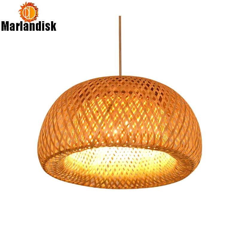 2018 Novelty Nature Bamboo Bar Cage Shade Pendant Lamp Dia30cm