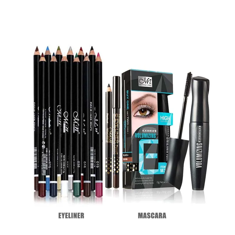 MENOW Make up set Mascara+Two Eyeliner pencil& 12 Colors Eyeliner Waterproof Lasting Eyes Cosmetics Kit wholesale 5409
